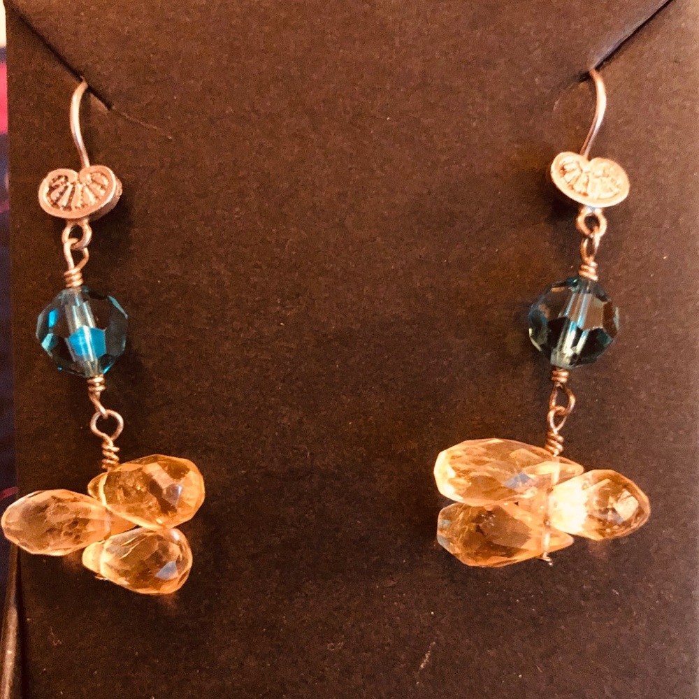 Beautiful crystal and turquoise necklace& earrings